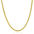 ZINZI Gold Plated Sterling Silver Rope Chain Necklace 2.6mm width 42-45cm ZIC2386G