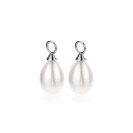 15mm ZINZI Sterling Silver Earrings Pendants Pearl White in Pear-shape ZICH355W (excl. hoop earrings)