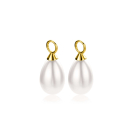 15mm ZINZI Gold Plated Sterling Silver Earrings Pendants Pearl White in Pear-shape ZICH355W (excl. hoop earrings)