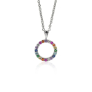 12mm ZINZI Sterling Silver Pendant Rainbow Color Stones ZIH2170Z (excl. necklace)