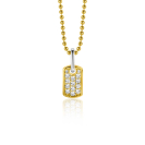 15mm ZINZI Gold Plated Sterling Silver Pendant Square Flat Bar White Zirconias ZIH2299 (excl. necklace)