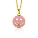 15mm ZINZI Gold Plated Sterling Silver Pendant Smiley Round with Pink Enamel ZIH2312R (excl. necklace)