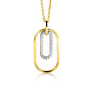 32mm ZINZI Gold Plated Sterling Silver Oval Pendant White Zirconias ZIH2329 (excl. necklace)