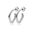 21mm ZINZI silver stud earrings with a square shape and double tube, ZIO-BF125