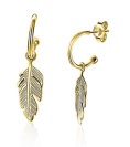 ZINZI Gold Plated Sterling Silver Trendy Earrings Feather Round ZIO1867G