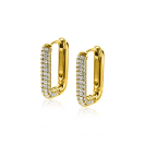 18mm ZINZI Gold Plated Sterling Silver Hoop Earrings Rectangular White Zirconias 18x3mm ZIO2222Y