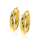30mm ZINZI Gold Plated Sterling Silver Hoop Earrings Smooth width 6mm ZIO2278G