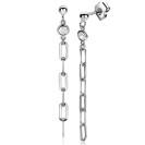 58mm ZINZI Sterling Silver Stud Earrings Long Paperclip Chain with White Zirconia ZIO2363