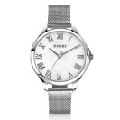 ZINZI Watch JULIA 34mm White Mother-of-Pearl Dial Roman Figures Stainless Steel Case and Mesh Strap ZIW1117M