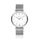 ZINZI Retro Watch White Dial Silver Colored Case and Stainless Steel Mesh Strap 38mm  ZIW406M