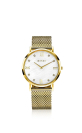 ZINZI Roman Watch White Mother-of-Pearl Dial Gold Colored Stainless Steel Case and Mesh Strap 34mm ZIW548M