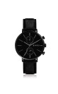 ZINZI Man Traveller Watch 39mm Black Dial Stainless Steel Case and Black Leather Strap with dual time ZIW750