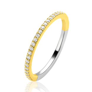 ZINZI zlv. aanschuif rijring gg.veg.zirconia's mt.62