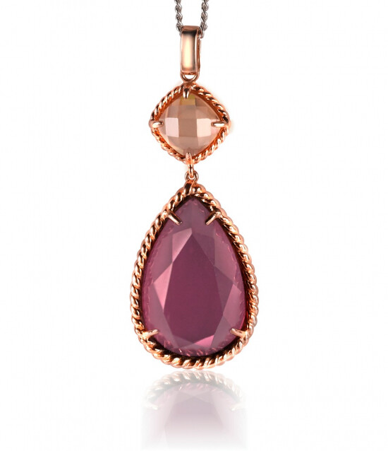ZINZI Rose Gold Plated Sterling Silver Pendant Red Brown ZIH1161E