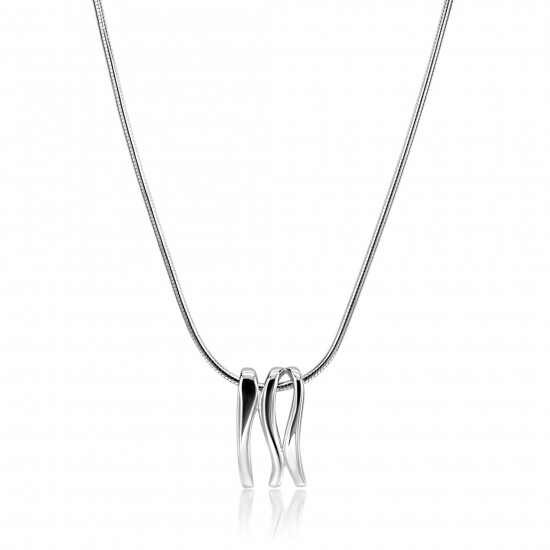45cm Mart Visser by ZINZI silver snake chain including an organically shaped pendant, 21mm, MVC25