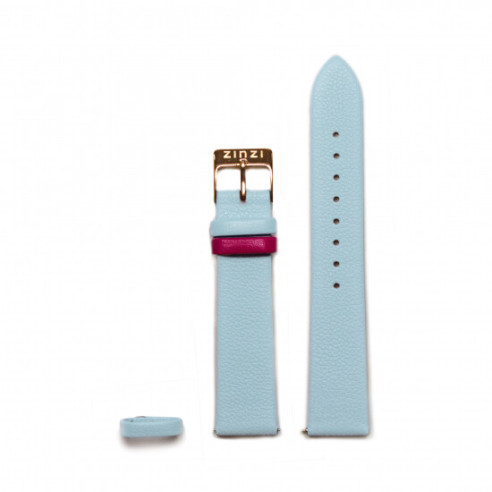 ZINZI Retro Aqua Blue Leather Strap 18mm RETBAND24