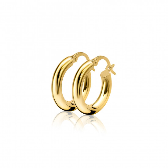 ZINZI 14K Gold Hoop Earrings Round Tube 15 x 3mm ZGO130