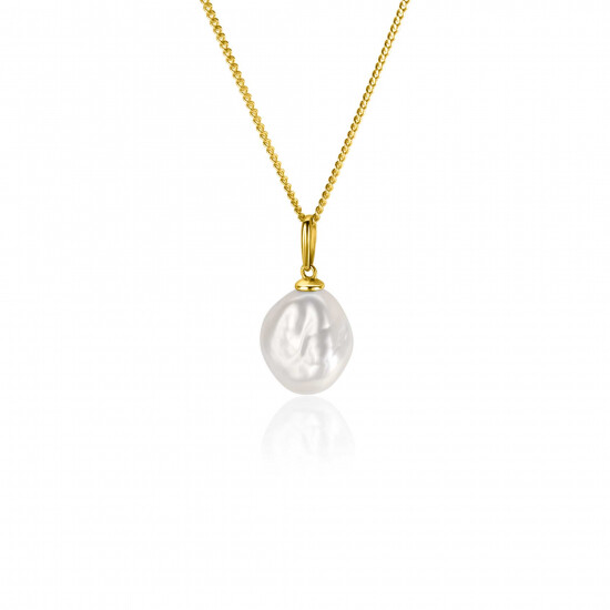 ZINZI 14K Gold Pendant White Pearl 10mm ZGH405 (excl. necklace)