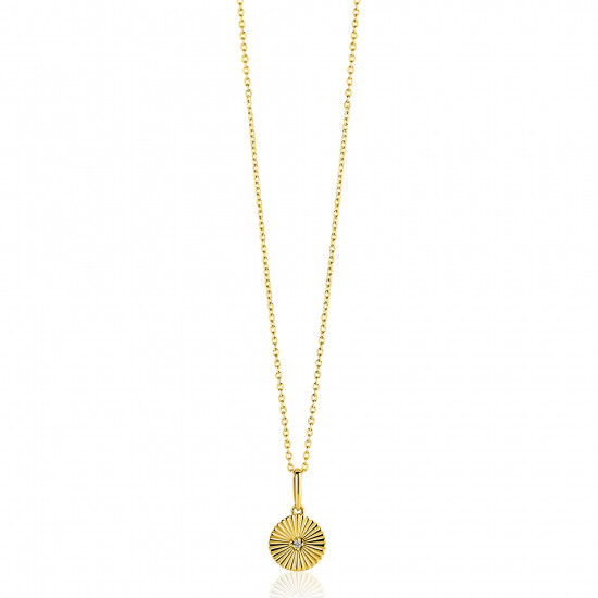 ZINZI GOLD hanger rond gediamanteerd en zirc. 8mm