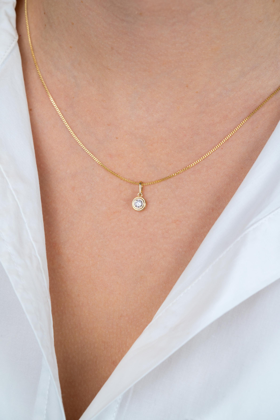 ZINZI GOLD hanger zirc. rond in bewerkt rond kastje