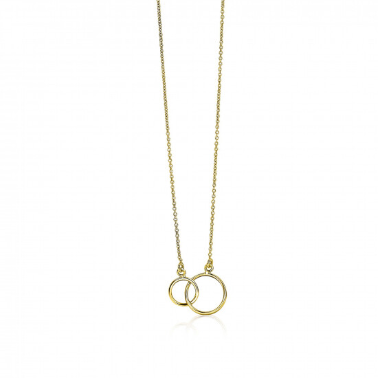 ZINZI 14K Gold Necklace with 2 Connected Open Circles 42cm ZGC115