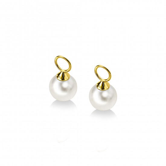 ZINZI 14K Gold Earrings Pendants Pearl White 8mm ZGCH144 (excl. hoop earrings)