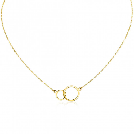 ZINZI 14K Gold Necklace with 2 Connected Open Circles 42cm ZGC113