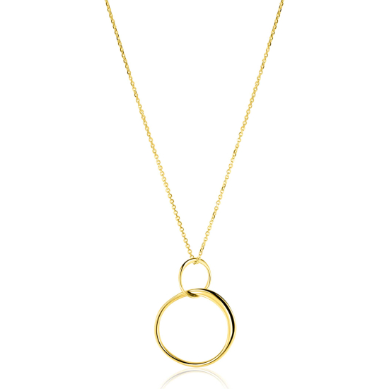 ZINZI GOLD collier met verbonden 2 rondjes hanger
