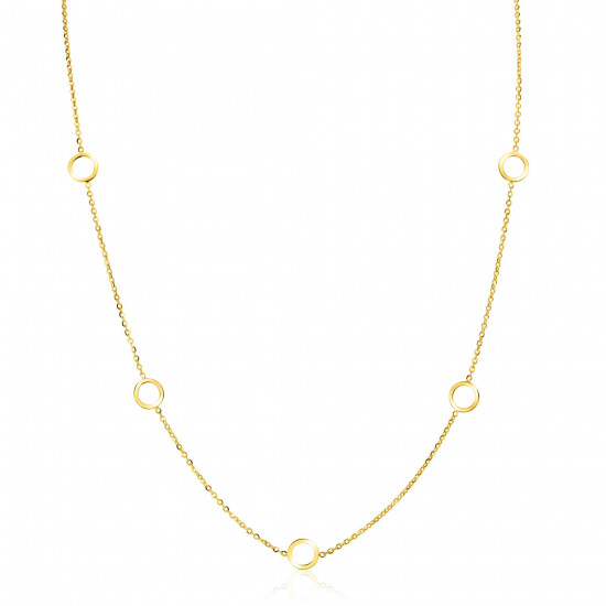 ZINZI 14K Gold Necklace Rolo Chain 7 Small Open Circles 6,5mm width 42-45cm ZGC445