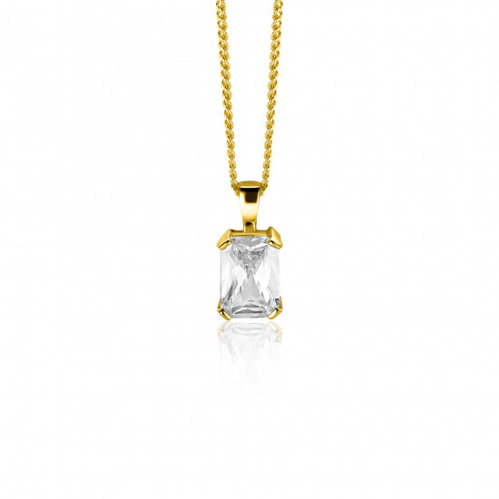 11mm ZINZI Gold 14 ct gold pendant with a rectangular white cubic zirconia in a bezel setting ZGH509 (no necklace)