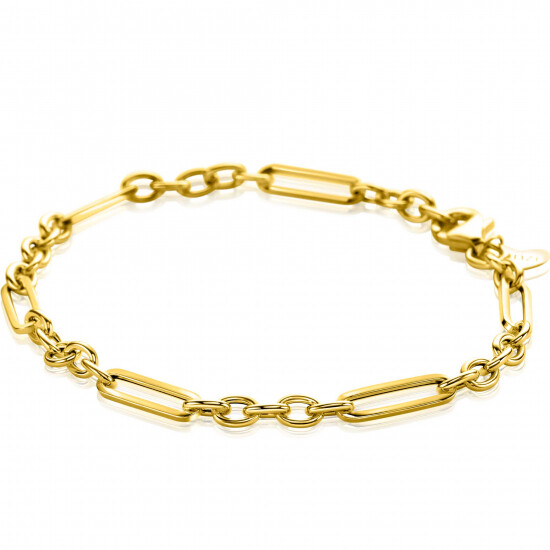 ZINZI 14K Gold Bracelet Paperclip and Oval Chains 4mm width 19cm ZGA473