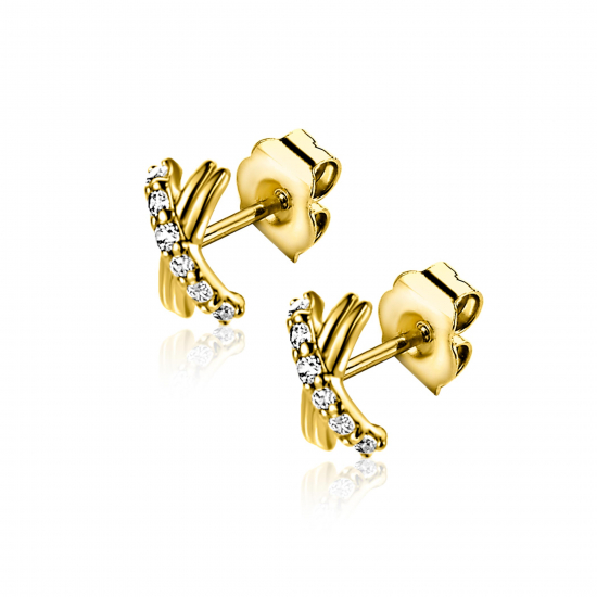 ZINZI GOLD oorknopjes X met zirconia's
