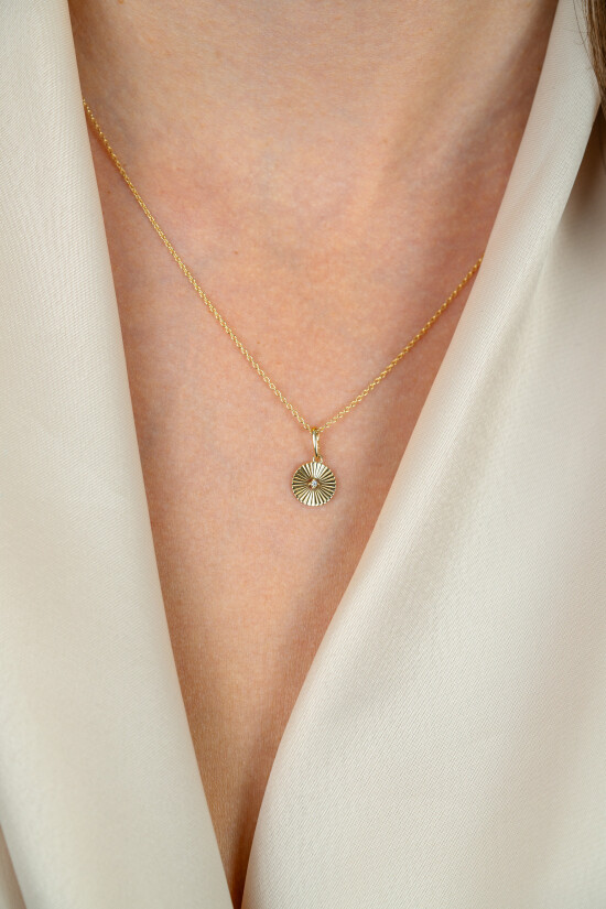 ZINZI GOLD hanger rond gediamanteerd en zirc. 8mm