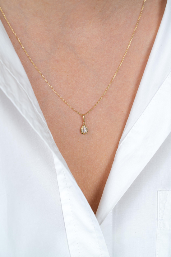 ZINZI GOLD hanger peervorm met zirconia