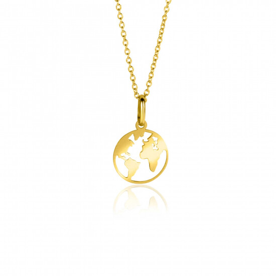 15mm ZINZI 14K Gold Pendant World Map ZGH474 (excl. necklace)