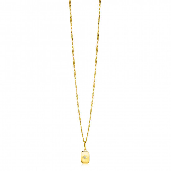 14mm ZINZI Gold 14K gold pendant with rectangular plate and star setting white zirconia ZGH510 (without necklace)