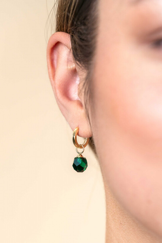 ZINZI 14K Gold Earrings Pendants Green Beads 8mm ZGCH144G (excl. hoop earrings)