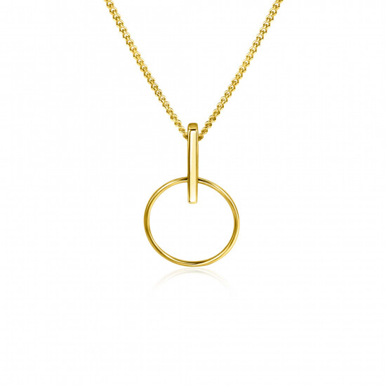 18mm ZINZI 14K Gold Pendant Open Circle and Trendy Bar as Bail ZGH404 (excl. necklace)