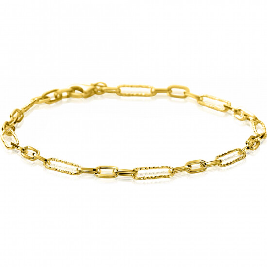 ZINZI Gold 14 karat gold bracelet with embellished paperclip links and oval links 3.5mm wide 19cm ZGA494
