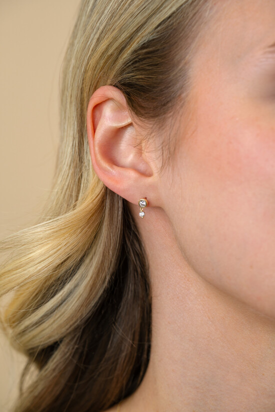 9mm ZINZI 14K Gold Round Earrings Dangling White Zirconia ZGO371