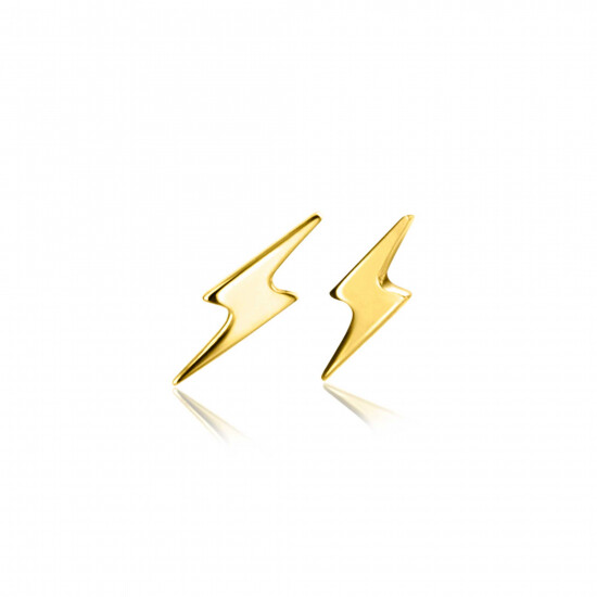10mm ZINZI 14K Gold Stud Earrings Lightning Bolt ZGO402