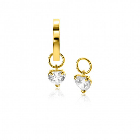 ZINZI 14K Gold Earrings Pendants Heart White Zirconia 5mm ZGCH422 (excl. hoop earrings)