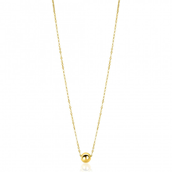 ZINZI Gold 14 carat gold link necklace with elegant smooth bead of 6mm, 42-45cm ZGC505
