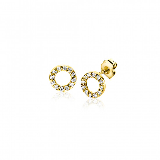 ZINZI GOLD oorknopjes rond open zirconia's 5.5mm