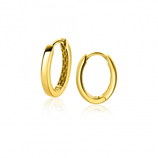 15mm ZINZI 14K Gold Oval Hoop Earrings Square Tube 15 x 2mm ZGO322