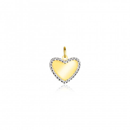 10mm ZINZI 14K Gold Pendant Shiny Heart with White Gold Pearls ZGH364-10 (excl. necklace)