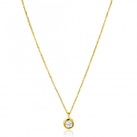 ZINZI GOLD collier met hanger zirc.gladde zetting