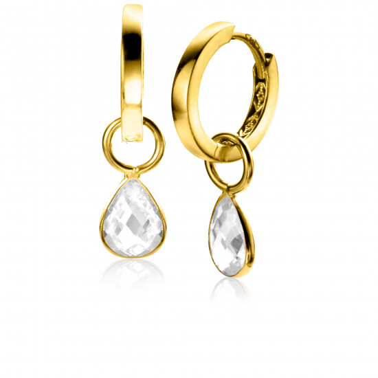 ZINZI 14K Gold Earrings Pendants Drop White Zirconia 7mm ZGCH390 (excl. hoop earrings)
