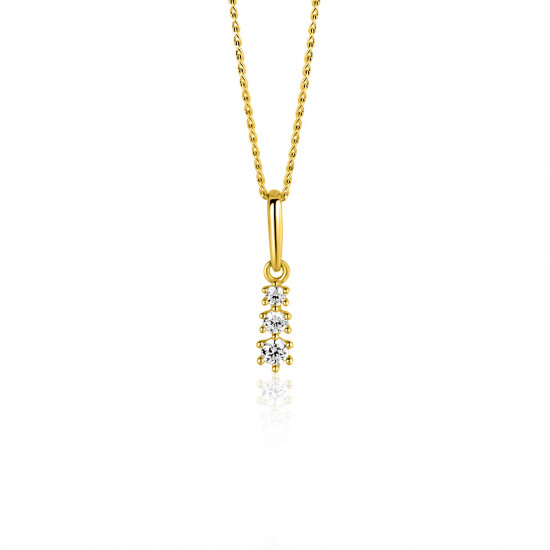 ZINZI GOLD hanger 3x zirconia aflopend