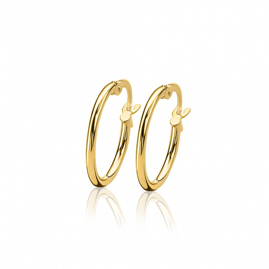 ZINZI 14K Gold Hoop Earrings Round Tube 15 x 1,5mm ZGO127